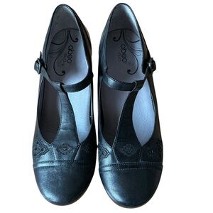 Abeo Renee T strap black leather Mary Jane comfort shoes women’s Sz 7N narrow